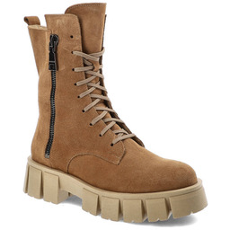 Lamanti Brązowe Botki Skórzane Ocieplane Buty Damskie