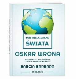 Atlas geograficzny z nadrukiem dla chłopca na Dzień