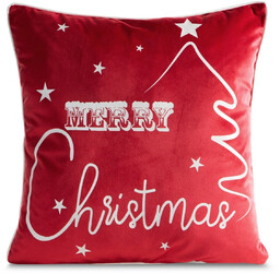 Poszewka bożonarodzeniowa z welwetu z lamówką Merry Christmas