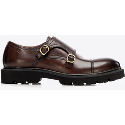 Męskie double monki ze skóry naturalnej na podeszwie