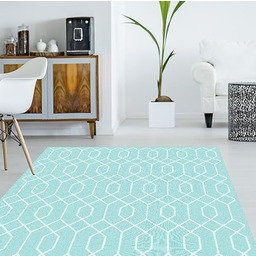 Viniliko dywan sześciokątny, winyl, turkusowy, 133 x 200