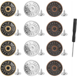 GUZIKI DŻINSOWE 12 SZT 20MM NITY METALOWE WYMIENNE