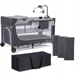 Kinderkraft Leody łózeczko turystyczne 2w1 z akcesoriami Grey