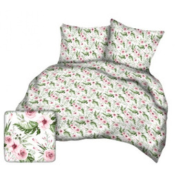 Karo Pościel z kory 140x200 biała różowa kwiatki