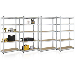 4x REGAŁ MAGAZYNOWY 180x90x40CM 3500KG SREBRNY METALOWY PÓŁKI