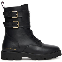 Botki Tommy Hilfiger Biker Laceup FW0FW08986 Czarny