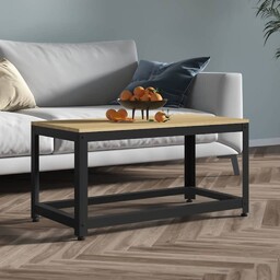 vidaXL Stolik kawowy, jasnobrązowo-czarny, 90x45x45 cm MDF