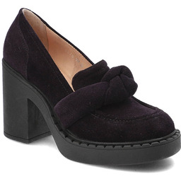 Simen Fioletowe Półbuty Skórzane Eleganckie Buty Na Obcasie