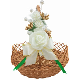 Ozdoba wielkanocna na koszyczek kremowe kwiaty OZDW32-04