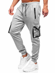 Szare bojówki spodnie męskie joggery dresowe Denley 8K1116