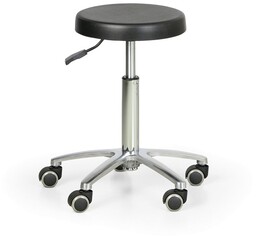 Taboret roboczy PUR, okrągłe siedzisko, uniwersalne kółka