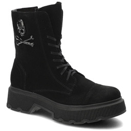 Exquisite Czarne Botki Modne Skórzane Buty Damskie