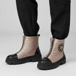 Damiss Beżowe Śniegowce Modne Ocieplane Buty Damskie