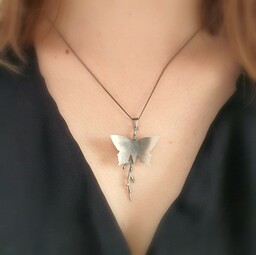 Zawieszka srebrna - Butterfly III gray