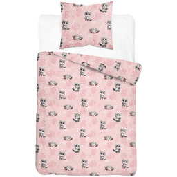 Pościel bawełniana dwustronna różowa koty PPL-21