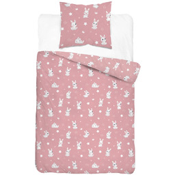 Pościel bawełniana dwustronna różowa króliki PPL-23