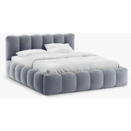 ŁÓŻKO Lupine tapicerowane, zaokrąglone kształty, piękne pionowe przeszycia,