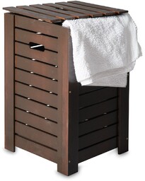 Drewniany kosz na bieliznę z wkładem 35x35x55 Brązowy