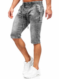 Czarne jeansowe krótkie spodenki męskie Denley KR1539