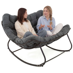 Ogrodowa sofa, fotel 2 osobowy bujany, poduszka szara
