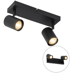 Nowoczesna lampa sufitowa czarna 2-punktowa regulowana prostokątna -