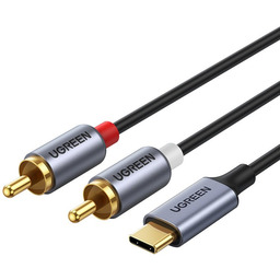 Kabel audio dźwiękowy USB-C męski 2RCA 1.5m szary