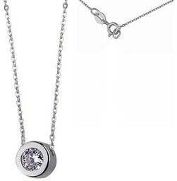 Delikatny rodowany srebrny naszyjnik gwiazd celebrytka kółko ring