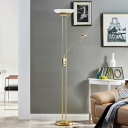 Lampa stojąca LED Lindby Yveta, mosiądz, metal, ściemniany,