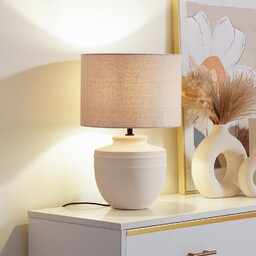 Lampa Stołowa Lindby, Thalassia, beżowy, jadalnia, ceramika, nowoczesny