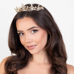 DIADEM OZDOBA do włosów KORONA ŚLUBNA ZŁOTA Ślub