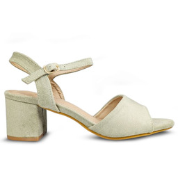 Sandały Eleganckie Na Niskim Słupku Zamszowe Klasyczne Nowoczesne