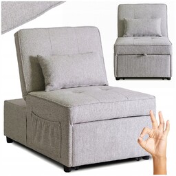 Fotel Rozkładany Szary Amerykanka Do Spania Salonu Sofa