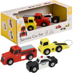 CLASSIC WORLD Drewniane Samochodziki Policja Straż Laweta Zestaw