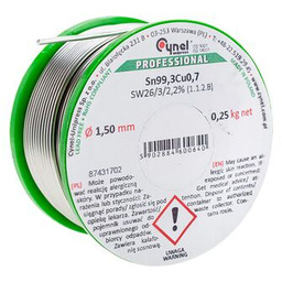 Cyna bezołowiowa Sn99,3Cu0,7 topnik SW26 1,5 mm 250