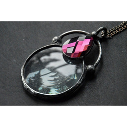 Ametystowa lupa - wisior na łańcuszku