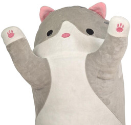 Długi Kot wałek Kotek Szaro Biały Pluszowy 70