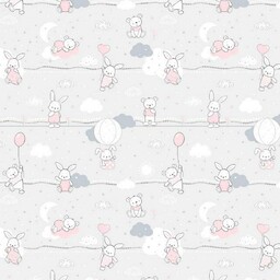 Karo Pościel bawełniana 90x120 56K misie zajączki szara