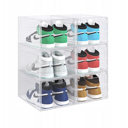 6x sztywne pudełka na buty XL przezroczyste gablotki