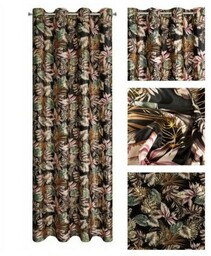 EUROFIRANY Zasłona MAROKO 140x250 cm przelotki motyw botaniczny