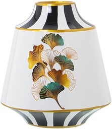 Alexandra House Living Wazon biały czarny ceramiczny kwiat