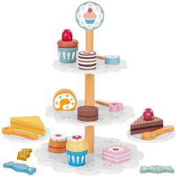 TOOKY TOY Patera Słodkości Drewniany Stojak Babeczki Ciasta