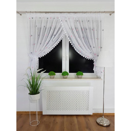 Firanka w serduszka, firana gotowa, do kuchni, salonu,