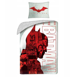 Pościel bawełniana 140x200 Batman szara czerwona