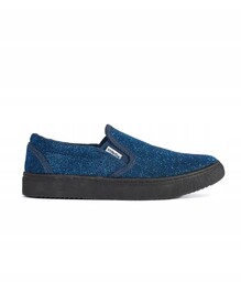 Niebieskie brokatowe trampki slip on 40