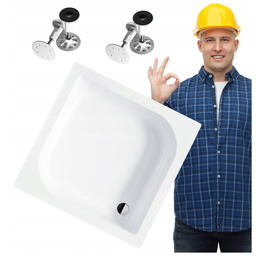 Brodzik Akrylowy Głęboki Besco Ares 70x70x16 Nogi Powłoka