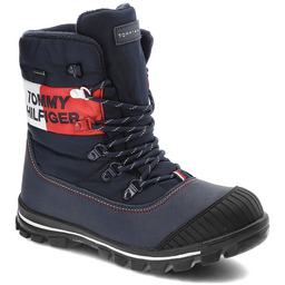 Tommy Hilfiger Granatowe Śniegowce Ocieplane Buty Damskie