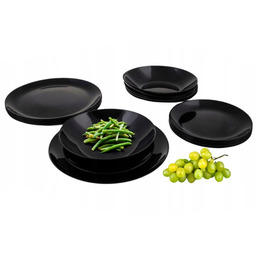 Serwis Obiadowy Talerze Komplet Zestaw 18el Czarne Luminarc