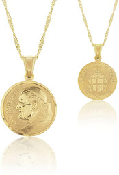 Łańcuszek z medalikiem Jan Paweł II srebrny pozłacany