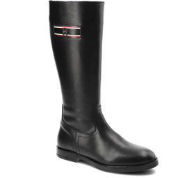 Tommy Hilfiger Czarne Kozaki Damskie Eleganckie Skórzane Buty