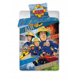 Pościel bawełniana 160x200 Strażak Sam 3958 niebieska Faro